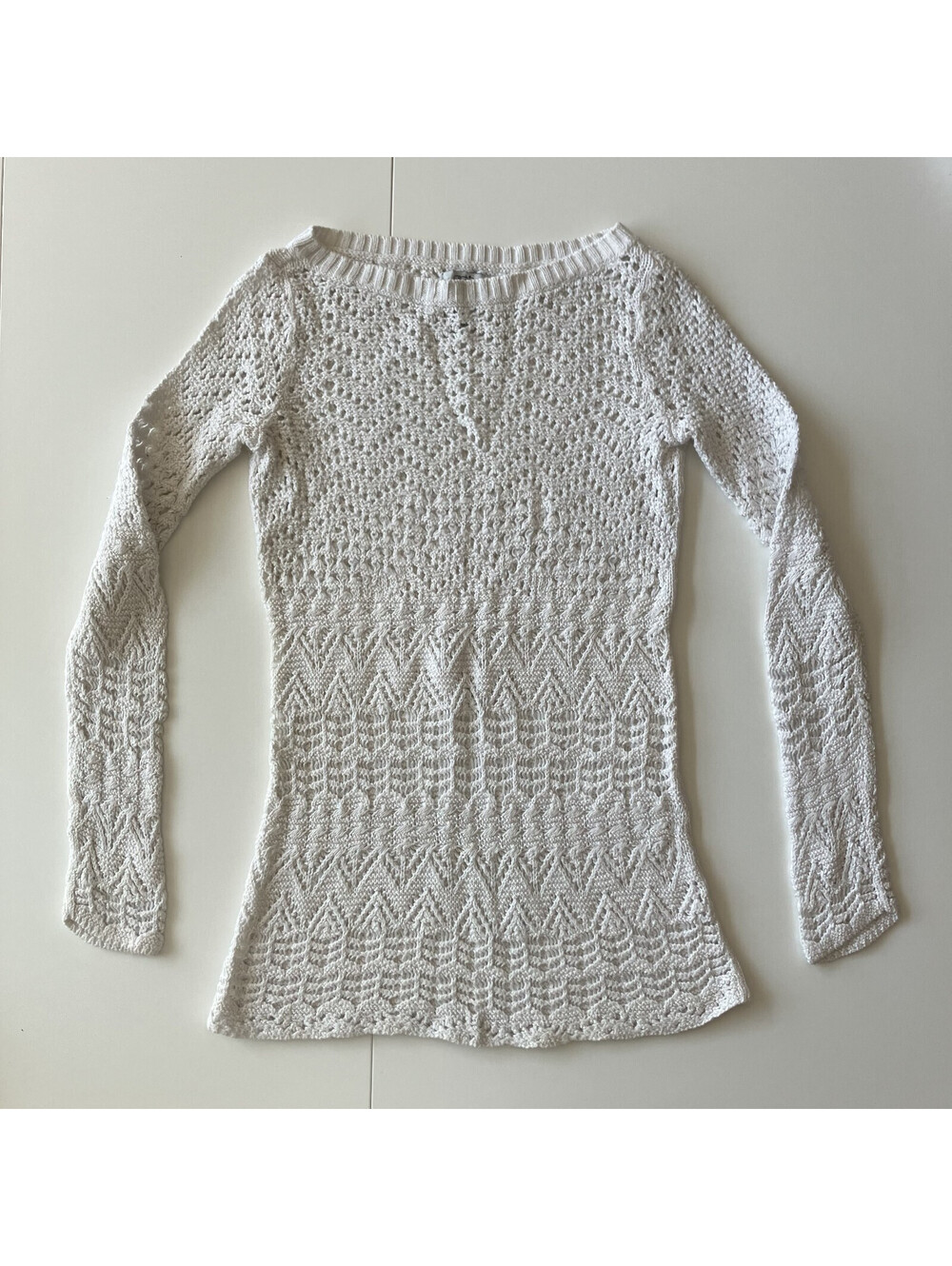 VTG 90s Y2K Cache Crochet Tunic Top Cottage Romantic Coquette Ballet Sz S
